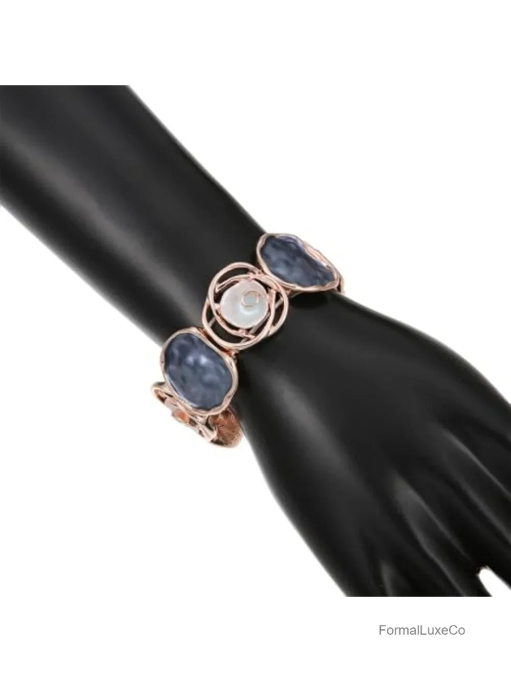 Rose Enamel Stretch Bracelet for Women - Boho Chic Elastic Metal Bangle,